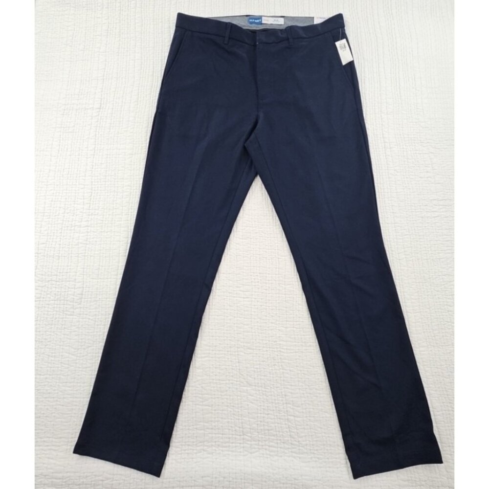Old Navy Men’s Built-In Flex Straight Pants Men's 36x34 Navy‎ Blue Stretch NEW